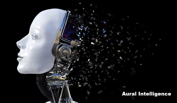 3D rendering of female robot head that shatters.